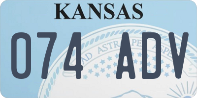 KS license plate 074ADV