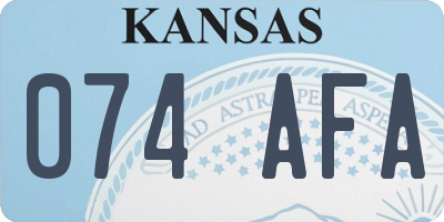 KS license plate 074AFA
