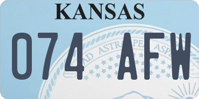 KS license plate 074AFW