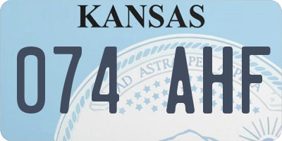 KS license plate 074AHF