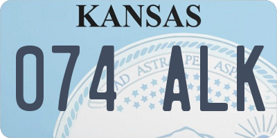 KS license plate 074ALK