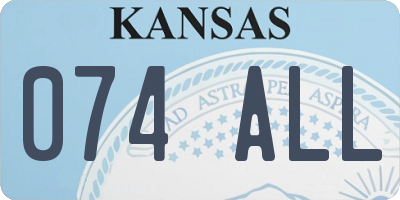 KS license plate 074ALL
