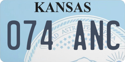 KS license plate 074ANC