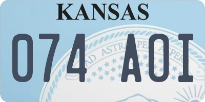 KS license plate 074AOI