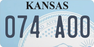 KS license plate 074AOO
