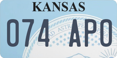 KS license plate 074APO