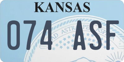 KS license plate 074ASF