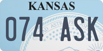 KS license plate 074ASK