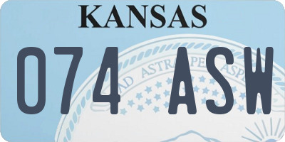 KS license plate 074ASW