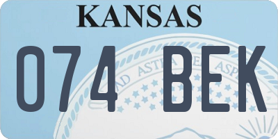 KS license plate 074BEK
