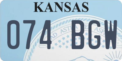 KS license plate 074BGW