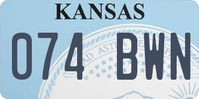 KS license plate 074BWN