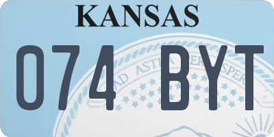 KS license plate 074BYT