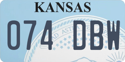 KS license plate 074DBW