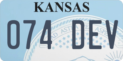 KS license plate 074DEV