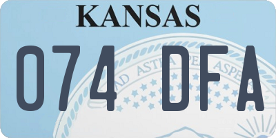 KS license plate 074DFA