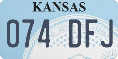 KS license plate 074DFJ