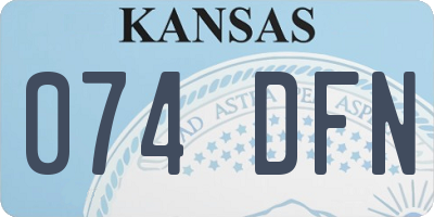 KS license plate 074DFN