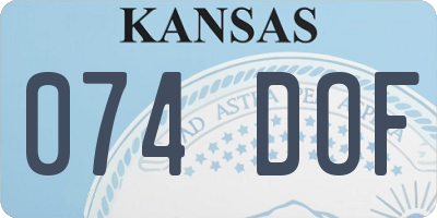 KS license plate 074DOF