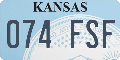 KS license plate 074FSF