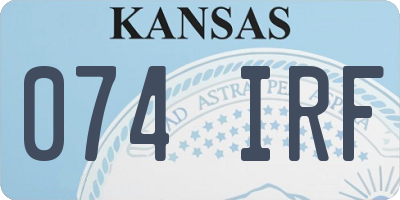 KS license plate 074IRF