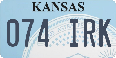 KS license plate 074IRK