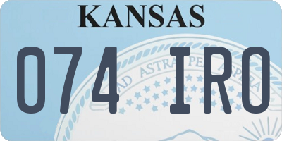 KS license plate 074IRO