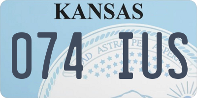 KS license plate 074IUS