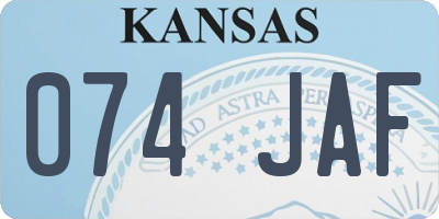KS license plate 074JAF