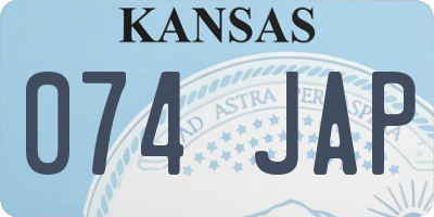 KS license plate 074JAP