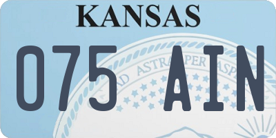 KS license plate 075AIN