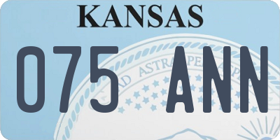 KS license plate 075ANN