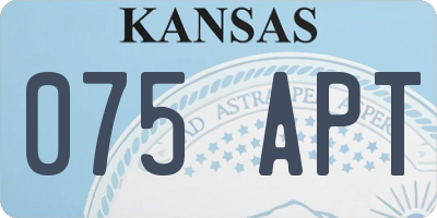 KS license plate 075APT
