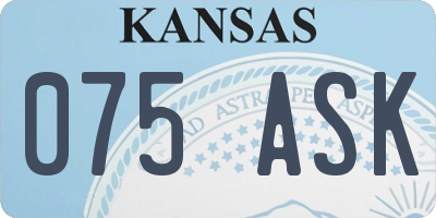 KS license plate 075ASK