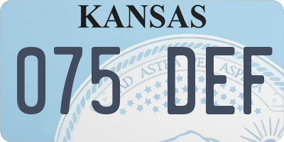 KS license plate 075DEF