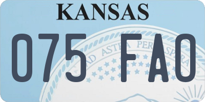 KS license plate 075FAO
