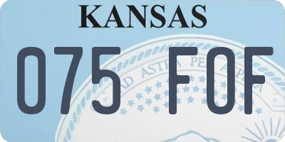 KS license plate 075FOF