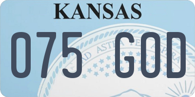 KS license plate 075GOD