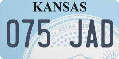 KS license plate 075JAD
