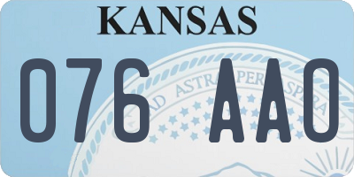 KS license plate 076AAO