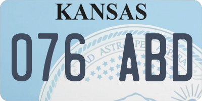 KS license plate 076ABD