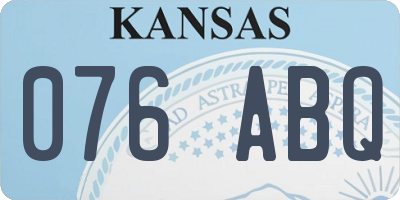 KS license plate 076ABQ