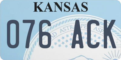 KS license plate 076ACK