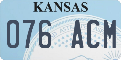 KS license plate 076ACM