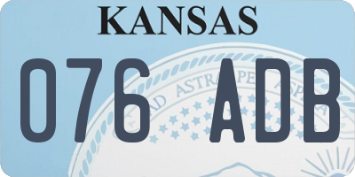 KS license plate 076ADB