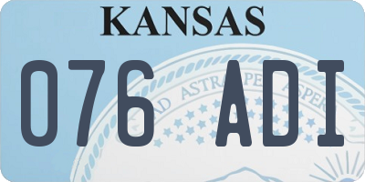 KS license plate 076ADI