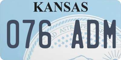 KS license plate 076ADM
