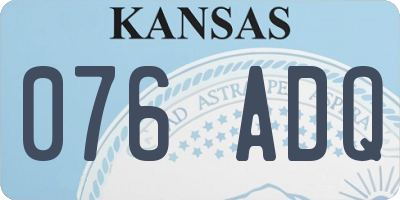 KS license plate 076ADQ