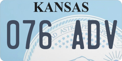 KS license plate 076ADV