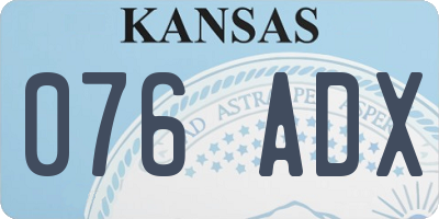 KS license plate 076ADX